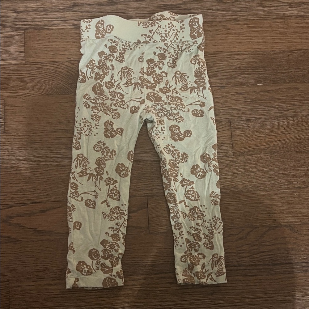 Kate Quinn Kids Leggings with Floral Design in Cream and Brown